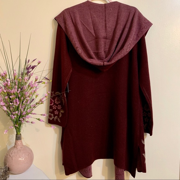 MAX SPORT Hooded Sweater Duster Floral Print - Picture 2 of 8